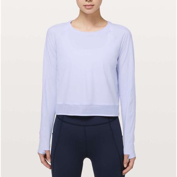 Lululemon Womens Striped Long Sleeve Pullover T-Shirt Light Blue Gray - Picture 1 of 9